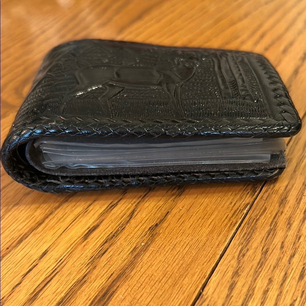 Black Billfold & Card Holder with Embossed Design - Picture 7 of 7